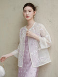 Twilight Light Taro Purple Relaxed Fit Cheongsam Top