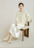 Lily Beige Sequin Embroidered Cheongsam Coat