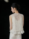 Peony 2-Piece Beige Embroidered Cheongsam Set