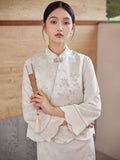 Mimosa Light Blue Jacquard Cheongsam Top