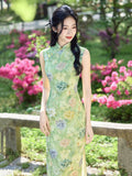 Hannelore Green Bamboo Leaf Cheongsam Dress