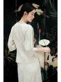 Adagio 2-Piece Apricot Jacquard Cheongsam Set