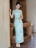 Leonie Blue Lotus Jacquard Cheongsam
