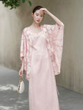 Lila Soft Pink Cheongsam Overlay or Slip Dress