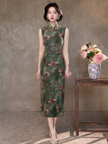 Rosalinda Green Sleeveless Cheongsam Dress
