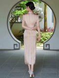 Zelda Pink Slim-Fit Cheongsam Dress