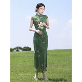 Zephyr Green Slim-Fit Cheongsam Dress