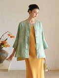 Paramount Light Smoke Blue Silk Cheongsam Coat
