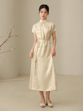 Winona Champagne Silk Cheongsam Dress