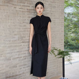 Melody Black Slim-Fit Cheongsam Dress