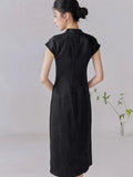 Isolde Black Jacquard Cheongsam Skirt