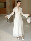 Ingrid Lace Knit Beige Cheongsam Dress