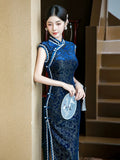 Katarina Blue High-Stretch Cheongsam Dress
