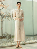 Cyclamen Acetate Apricot Cheongsam Dress
