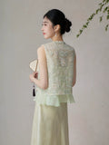 Seraphina Light Green Embroidered Vest Cheongsam