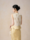 Canvas 2-Piece Light Yellow Jacquard Cheongsam Top