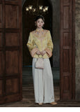 Charm 2-Piece Embroidered Jacquard Cheongsam Set
