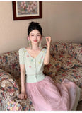 Acclaimed 2-Piece Knit Top Skirt Cheongsam Set