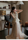 Manor 2-Piece Vintage Pleated Cheongsam Set