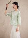 Naira Light Leaf Green Relaxed Fit Cheongsam Top
