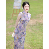 Wren Light Taro Purple Slim-Fit Cheongsam