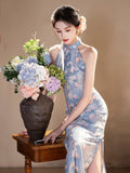 Isadora Blue Modern Cheongsam Dress