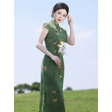 Zephyr Green Slim-Fit Cheongsam Dress
