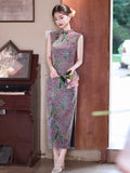 Jasper Light Purple Elastic Mesh Cheongsam