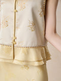 Canvas 2-Piece Light Yellow Jacquard Cheongsam Top