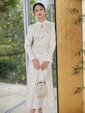Marcelline White Polyester Cheongsam Dress
