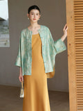 Paramount Light Smoke Blue Silk Cheongsam Coat
