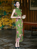 Stella Peach Blossom Green Jacquard Cheongsam
