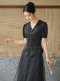 Octavia Black Slim Fit Cheongsam Top