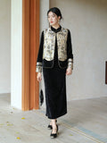 Natasha Black Gold Jacquard Cheongsam Vest