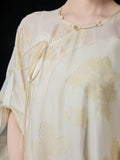 Phoenix Apricot White Relaxed Cheongsam Top
