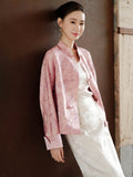 Vega Jacquard Purple Cheongsam Top
