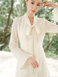 Ingrid Lace Knit Beige Cheongsam Dress