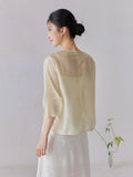 Kendra V-Neck Yellow Relaxed Cheongsam Top