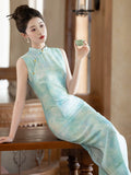 Leonie Blue Lotus Jacquard Cheongsam