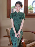 Sura Lace Mesh Green Cheongsam