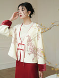Ranunculus Velvet Red and White Cheongsam Coat