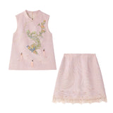 Celeste 2-Piece Pink Embroidered Cheongsam Set