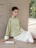 Moonstone Jacquard Spring Green Cheongsam Top