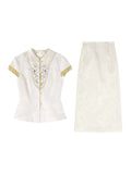 Stardust 2-Piece Jacquard Embroidered Cheongsam Set