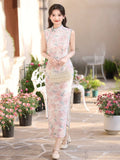 Gina Pink Lace Jacquard Cheongsam