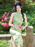Hannelore Green Bamboo Leaf Cheongsam Dress
