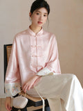 Pansy Jacquard Soft Pink Cheongsam Top