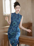 Adriana Mist Blue Slim-Fit Cheongsam Dress
