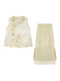 Gladiolus 2-Piece Embroidered Lace Cheongsam Set