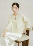 Lily Beige Sequin Embroidered Cheongsam Coat